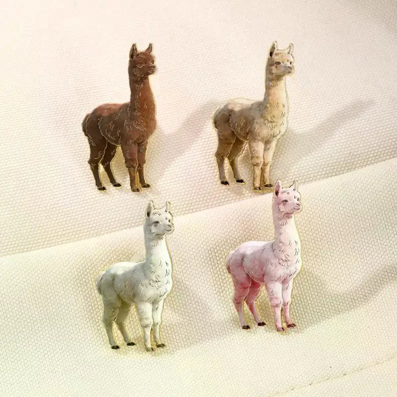 Cute 4 Color Cartoon Alpaca Metal Pins For Clothes Bags Backpack Lapel Badge Gifts For Friends Qme