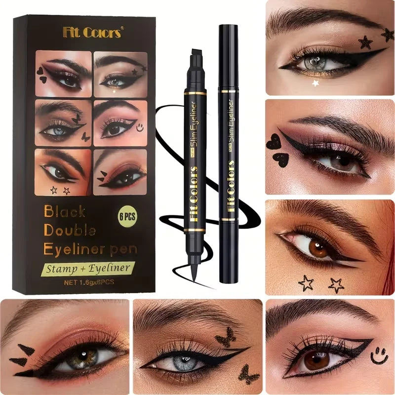 Star Stamp Eyeliner Pen Double Head Waterproof Long Lasting Smudge Qme