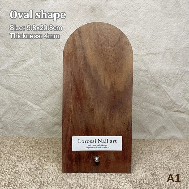 Ancient Nail Art Board Walnut Display Adornment Wear Polish Glue Card Qme A1