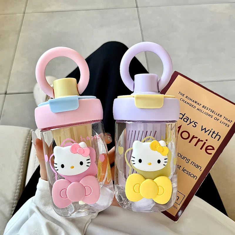 Hello Kitty Stylish Water Cup for Girls New Summer Student-Friendly Portable Large-Capacity Straw Cup Teacup Qme
