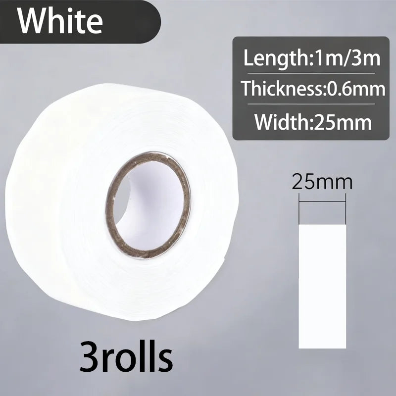 Silicone Self-Adhesive Waterproof Tape Insulation Flame Retardant Silicone High Temperature Resistant Water Pipe, Wire Qme White-3PCS 3M 25mm