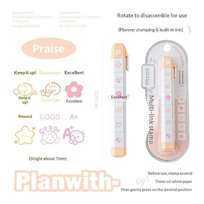 Cute Kawaii Multilink Mood Stamp Lightweight INS Decor Journal Qme A4