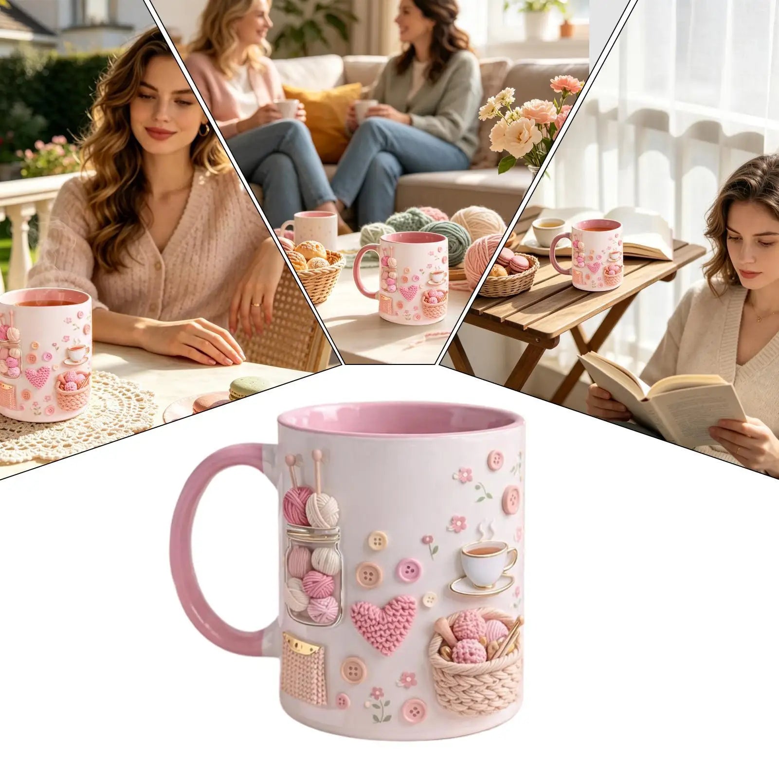 Funny Coffee Mug 350ml Ceramic Crochet Desk Decor Novelty Water Mug Coffee Cups for Women Mom Friend Sister Birthday Christmas Qme