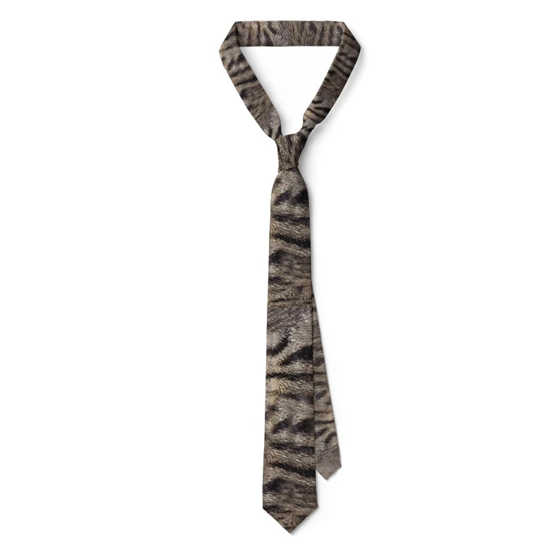 Fashionable Animal Cat Tiger Skin Tone Printed Tie Casual Business Qme