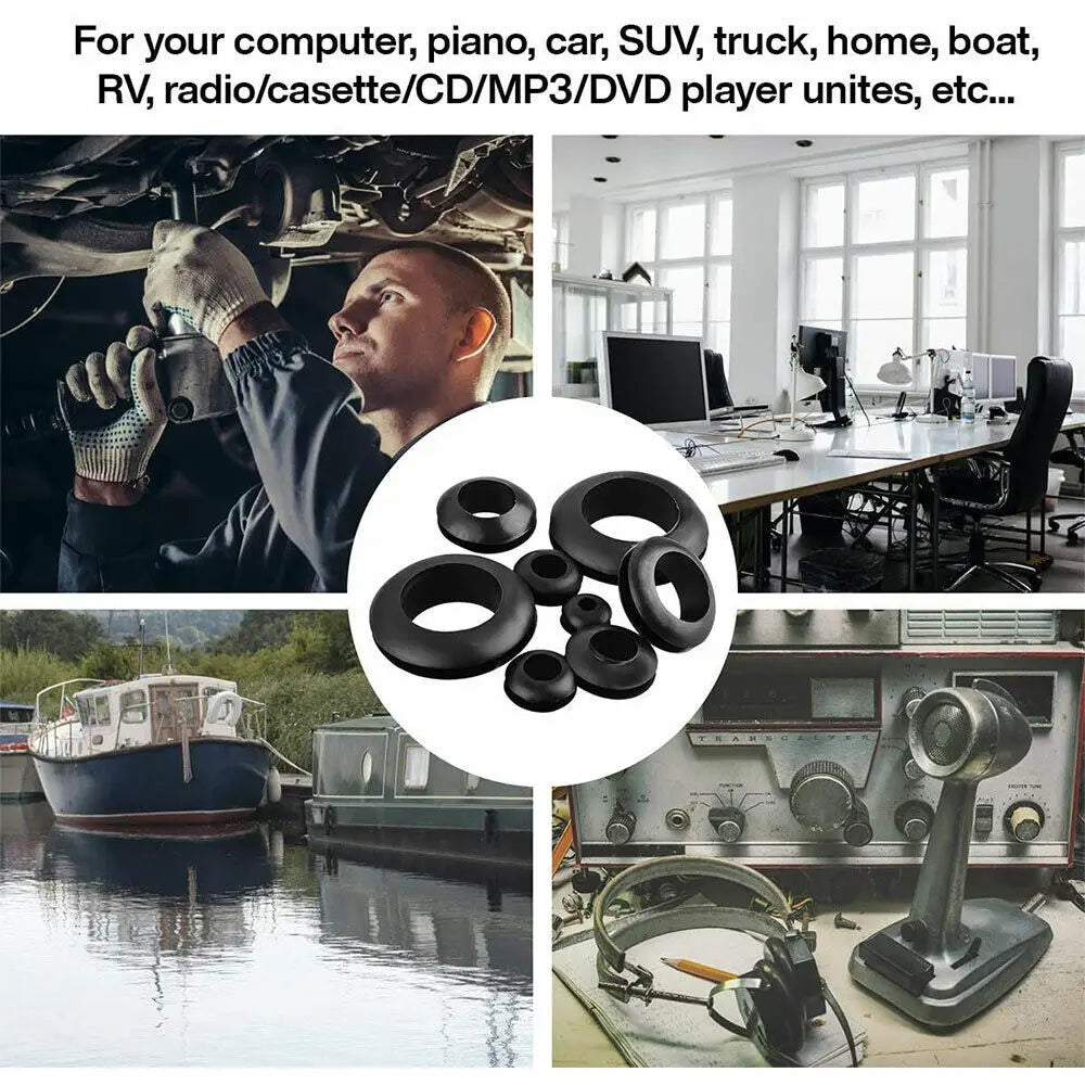 Wire crimping type sleeves, rings, open and closed kits, for sealing electrical conductors of wires, plugs and cables. Qme