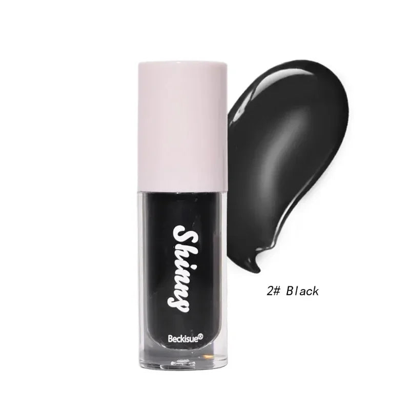 1PC Mirror Lip Glaze Jelly Black Lip Oil Water Gloss Moisturizing Translucent Lipstick Lighten Wrinkle Clear Lip Tint Plumping Qme 02 black