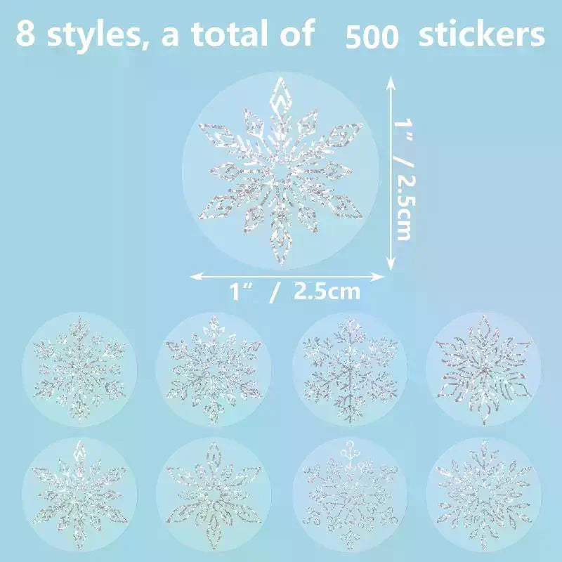 500 Sheets Roll Transparent Snowflakes Stickers Christmas Tags Kids Qme Default Title