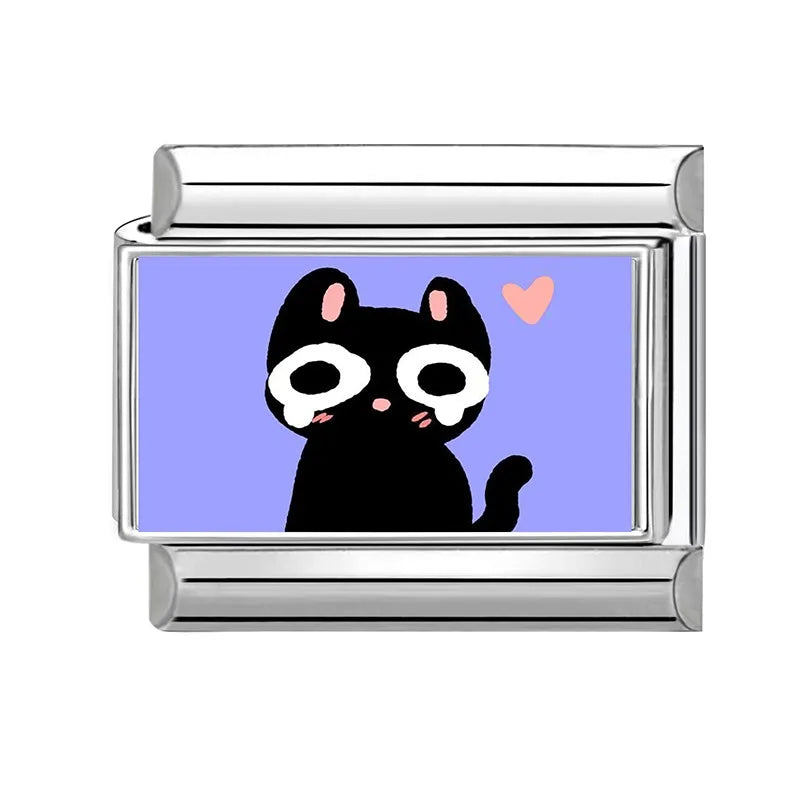 Fashion Purple Series Flowers Cats Dogs Pet Italian Charms Fit