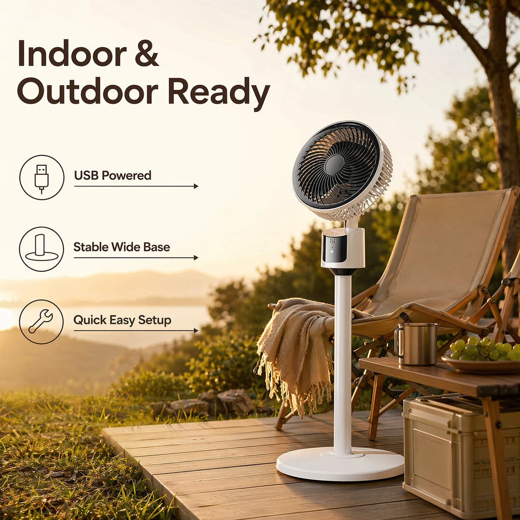 Lightweight Floor Fans Multi-Purpose Quiet Standing Fan Household Electric Cooling Fans for RV Camping Outdoor Activities Qme