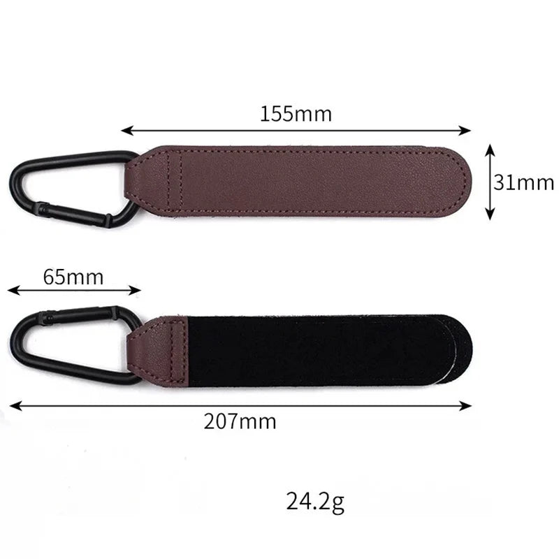 2Pcs Leather Cart Hooks Baby Stroller Hook PU Adjustable Pram Hook Organizer Diaper Bag Hanger Children Travel Accessories Qme