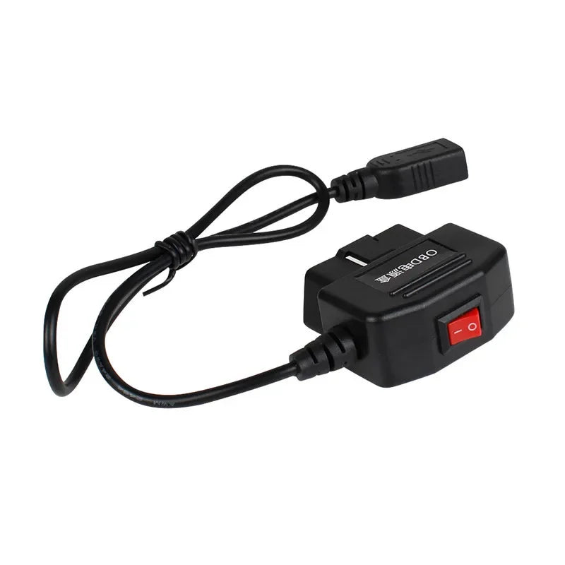 2PCS 24 Hours Parking Monitoring 5V 3A USB Car Charge Cable OBD Hardwire Kit with Switch Wire for Dash Cam Camcorder Vehicle DVR Qme