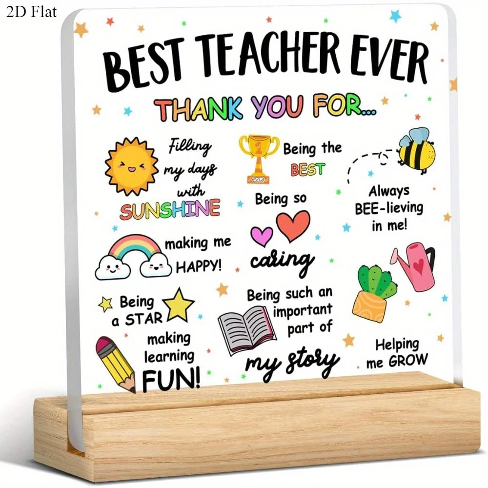 Teacher Ever Acrylic Desk Plaque Colorful Inspirational Quotes Thank Qme Transparent 1