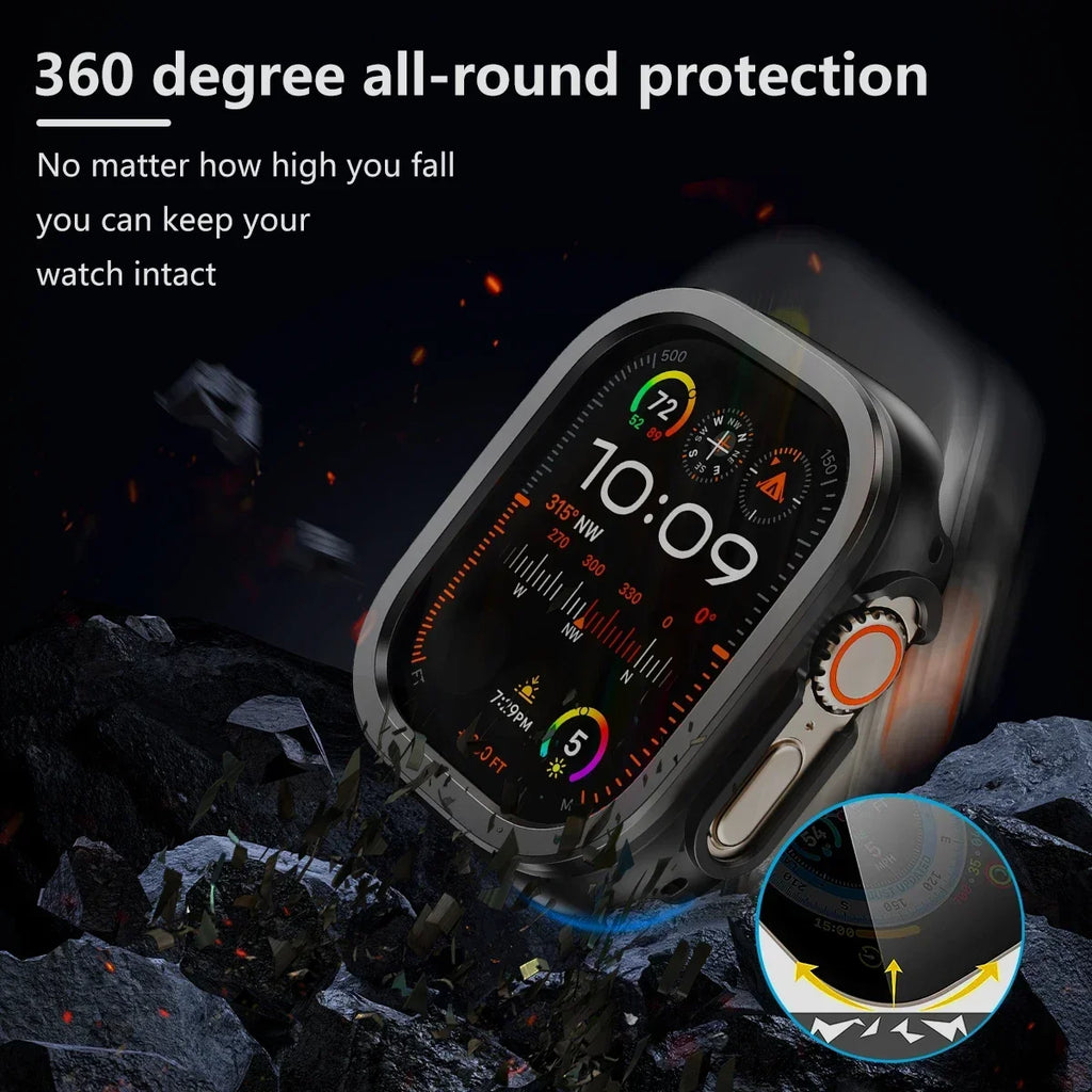 Aluminum Alloy metal +TPU Case For Apple Watch Ultra 49 45 41mm Bumper Frame Housing Protector for iWatch Series SE 9 8 Ultra 7 Qme