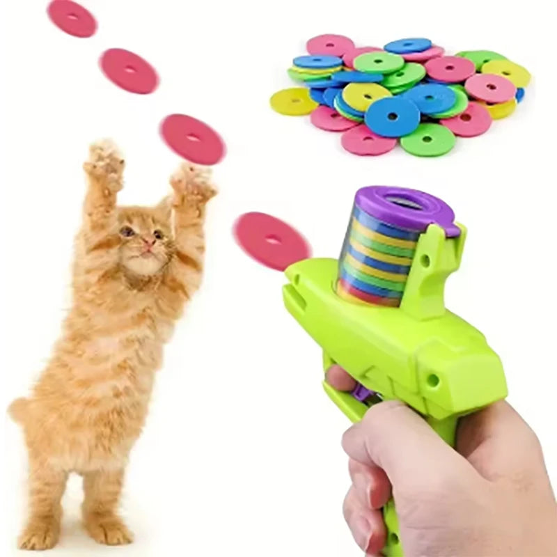 Funny cat toys Creative rotary gun with 15 reusable foam discs Pet hunting interactive toys suitable for cats and dogs Qme