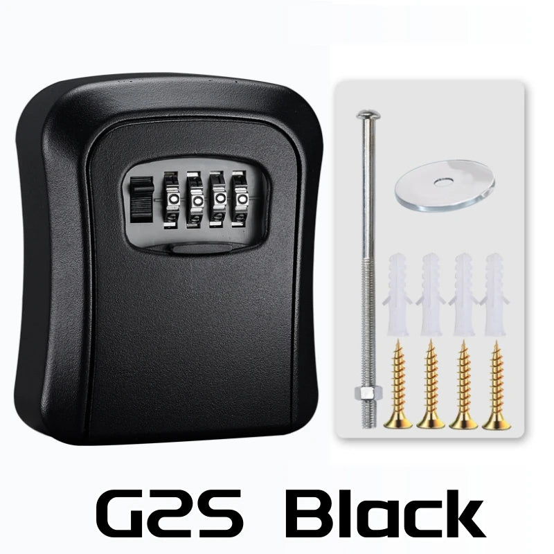 Key Lock Box 4 Digit Password ABS Security Anti-theft Durable Wall Mounted Password Key Box for Home or Office Key Safe Storage Qme G2S Black