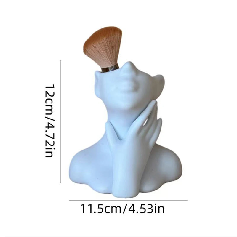 Creative Art Vase Makeup Brush And Pen Holder Multi-Functional Desk Organizer Statue Ornament Home Office Decor Qme