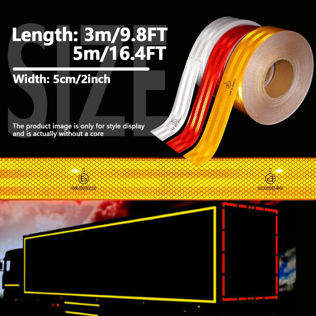 32.8FT 104R Reflective Safety Tape Reflective Tape Sticker Safety Mark Self-adhesive Warning Strip Retro-reflective Sheeting Qme