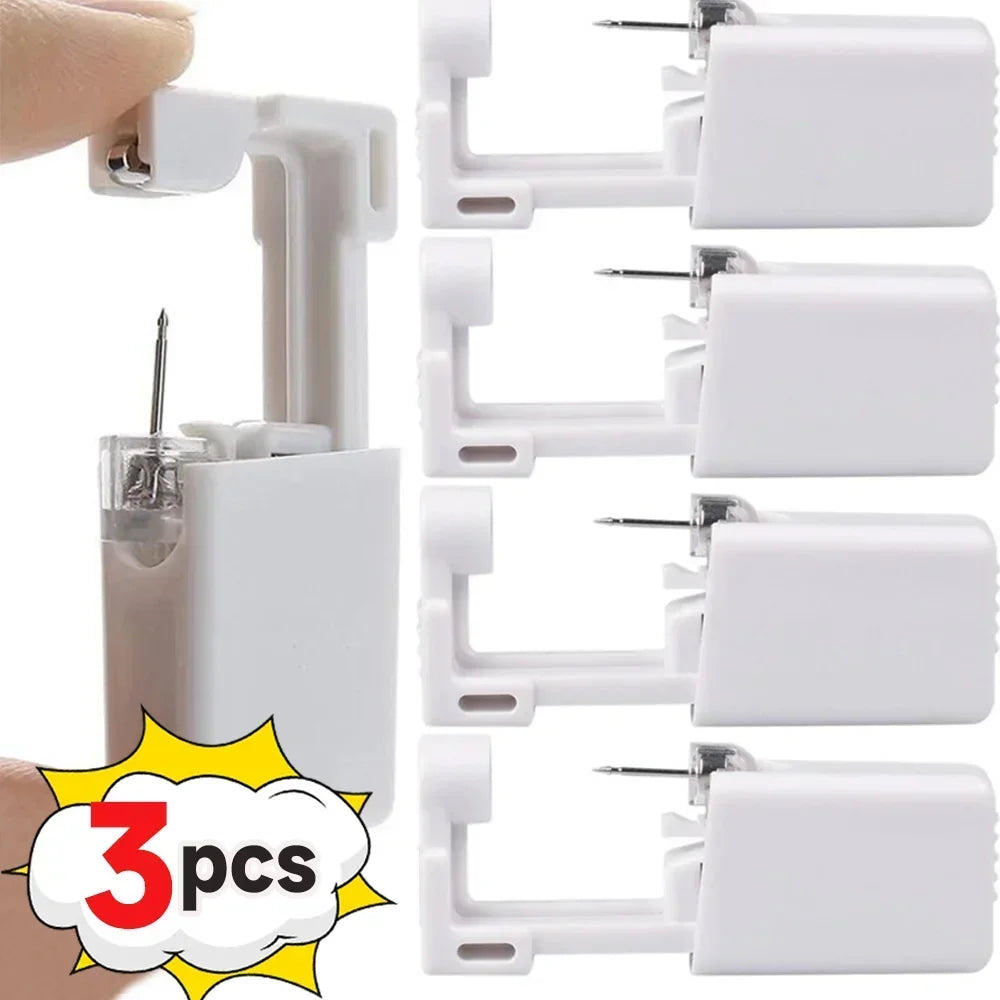 Safety Ear Piercing Gun Kit Women Men Disposable White Plastic Sterile Ear Piercing Device Fashion Simple Jewelry Piercing Tools Qme 3pcs