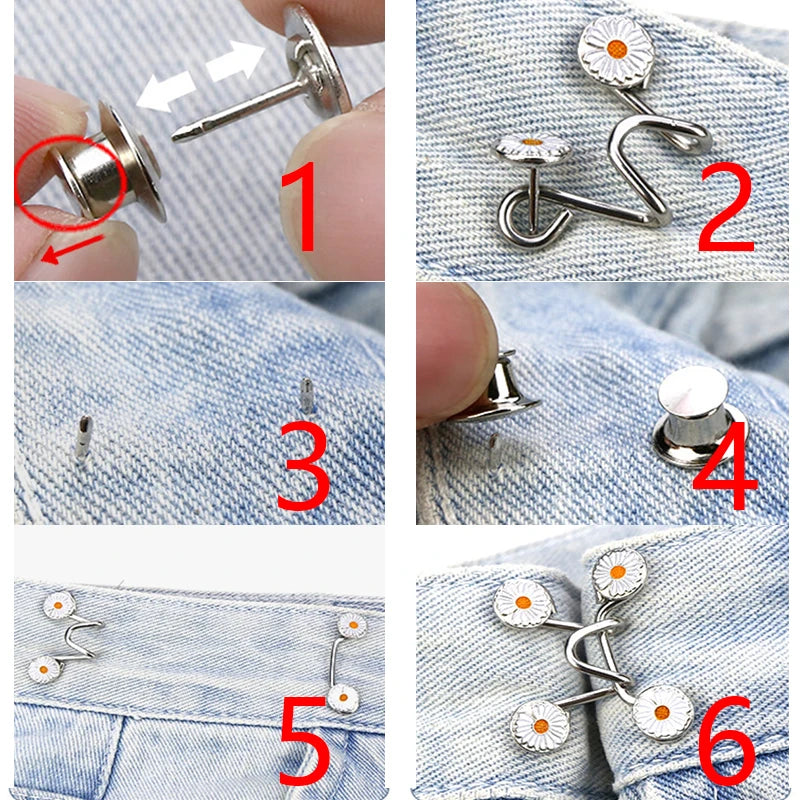 Women Skirt Pants Jeans Adjustable Waist Clip Metal Pins Clothing Qme