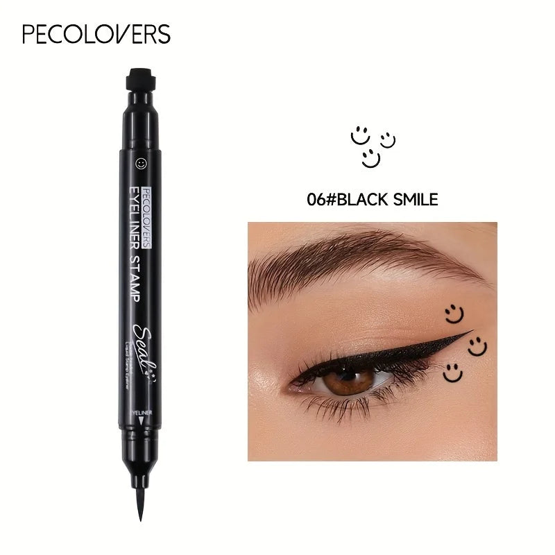 2-in-1 Butterfly & Star Moon Stamp Eyeliner Pen - Long-Lasting, Waterproof Black Liquid Eye Liner Pencil for Flawless Makeup Qme 06