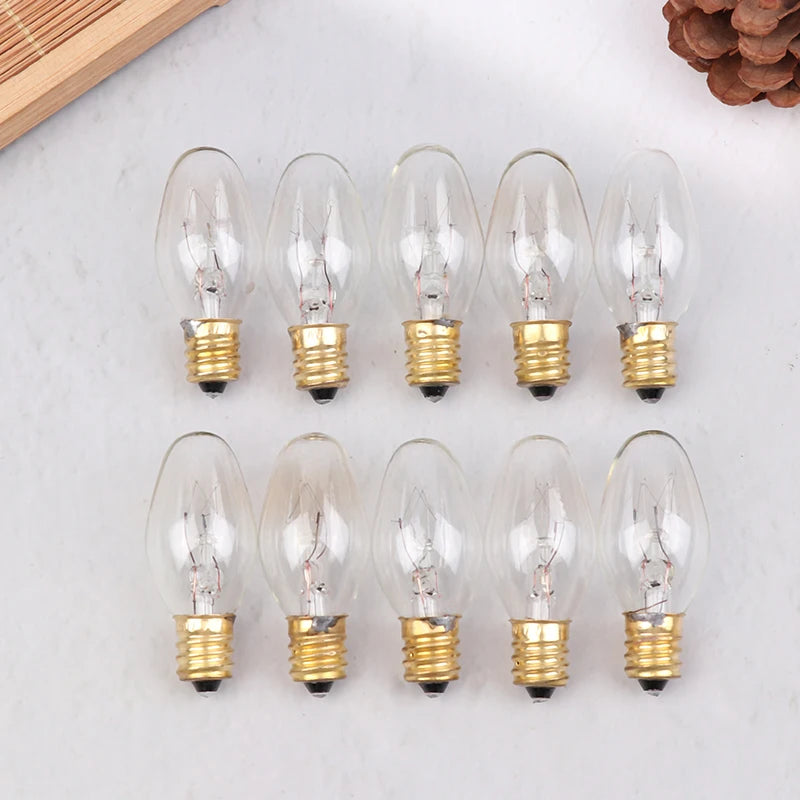 E12 120V 7W Transparent Warm Yellow Tungsten Lamp Light Bulb Qme