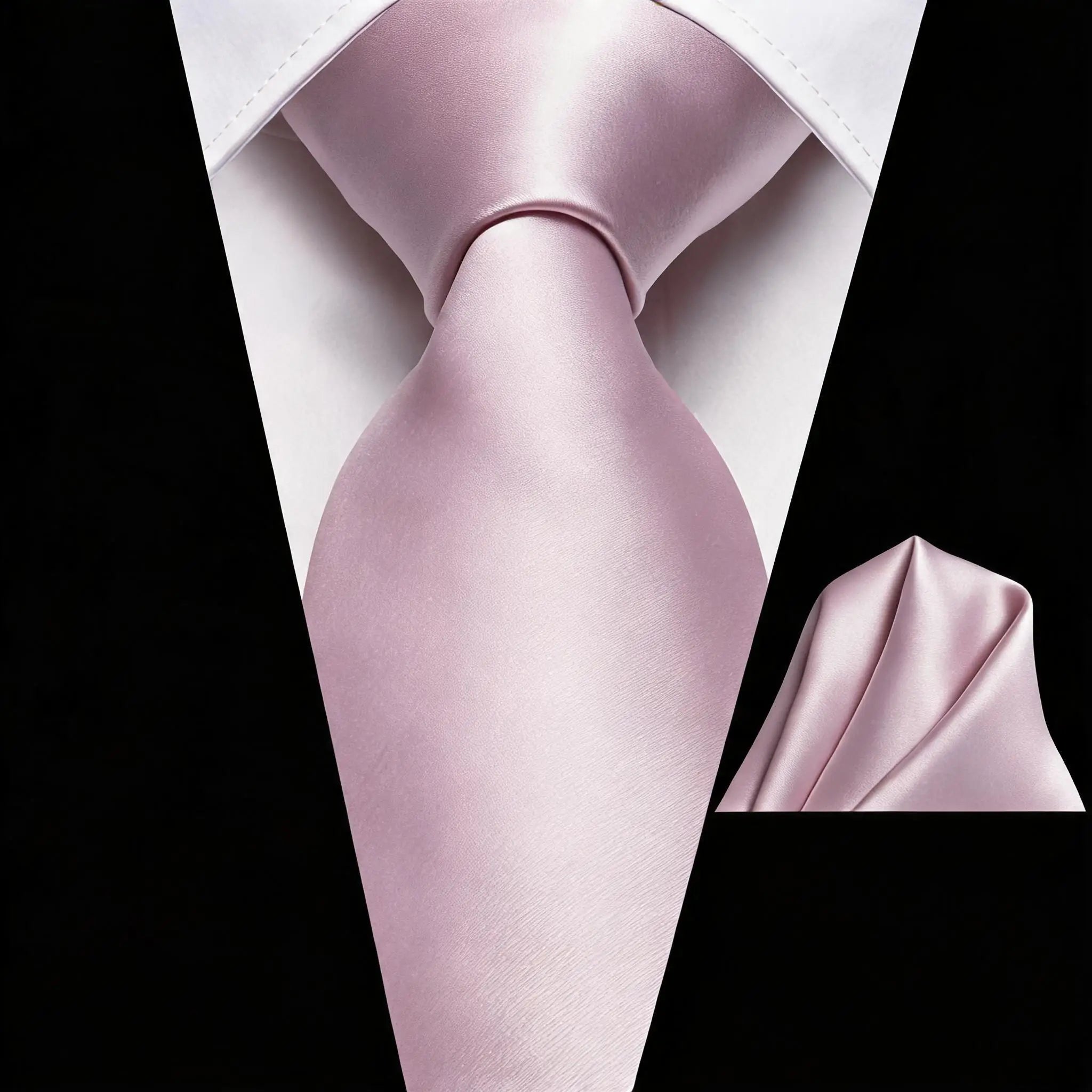 Men Solid Necktie Matching Pocket Square Two Pink Yellow Purple Green Qme LDSN3404
