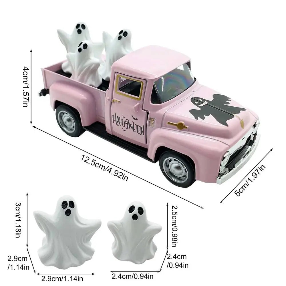 Halloween Truck Decor Indoor Mantle Ornament Funny Truck Ghost Desktop Figurine For Halloween Showcase Entryway Classroom Qme Pink China Mainland
