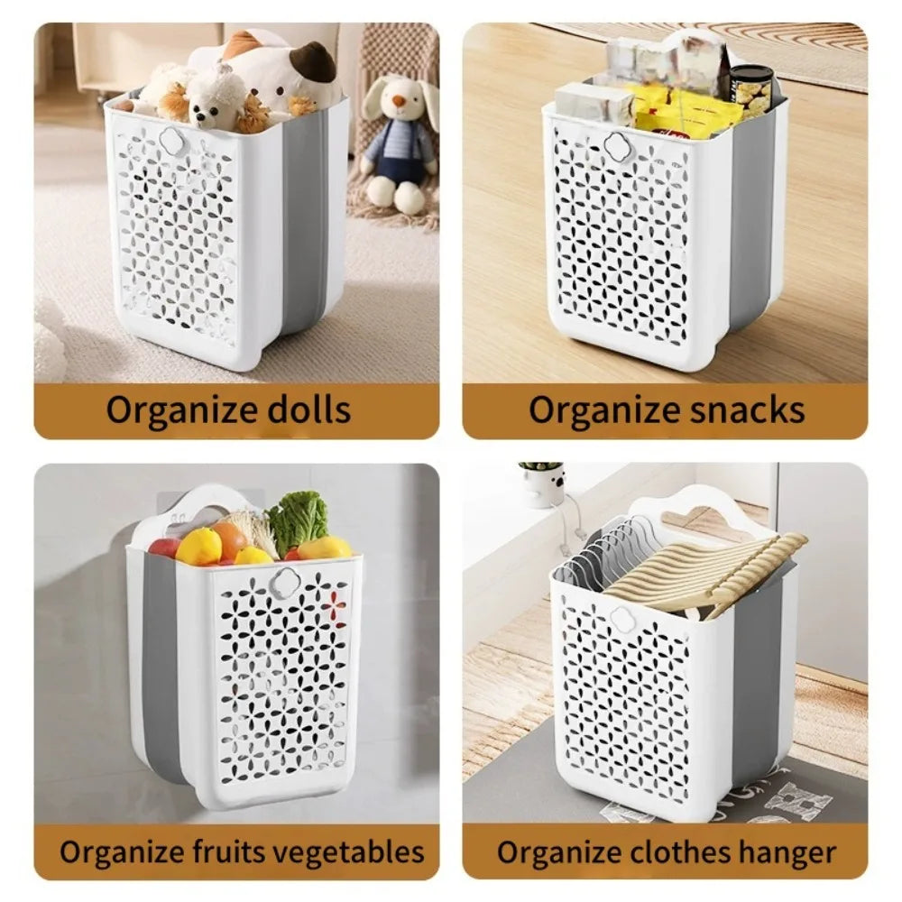 Large Capaci Folding Bathroom Laundry Basket Non perforated Wall-mounted Clothe Storage Baskets Bathroom Dirty Clothe Organizer Qme