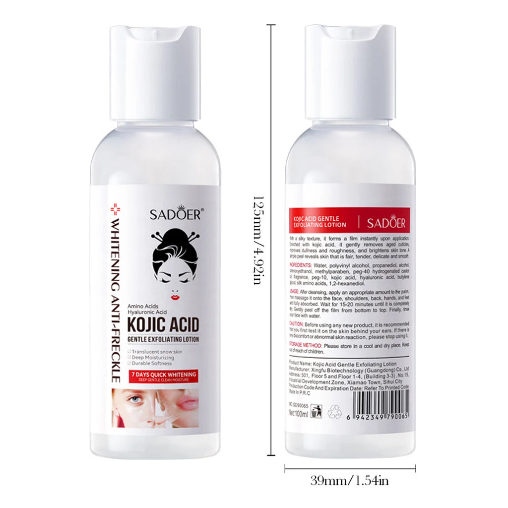 Kojic Acid Gentle Exfoliating Lotion Brightens Skin Tone Leaves Qme
