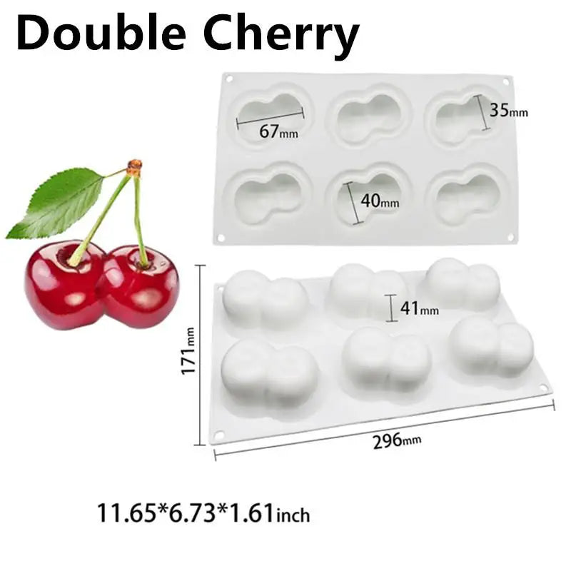Cherry Shape Silicone Mold Cake DIY 3D Fruit Mouse Mould Pudding Qme B