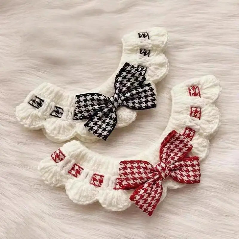 Small Dogs Puppies Tie Accessories Cute Cat Collar Wool Crocheted Qme