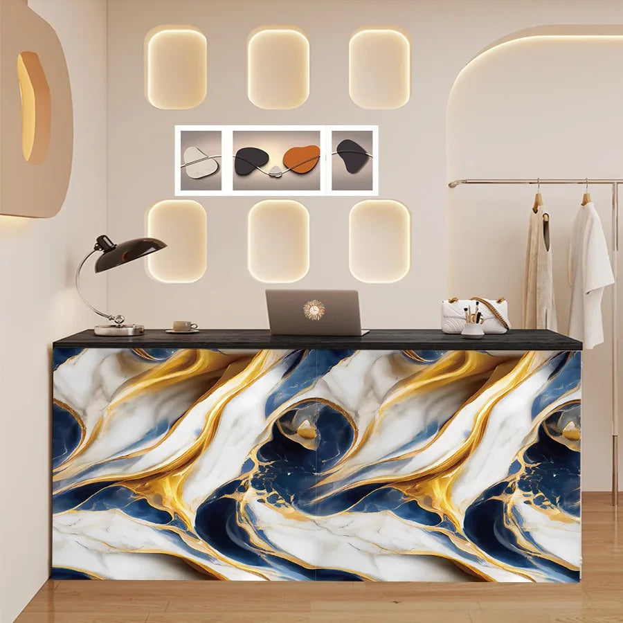 40cm Marble Kitchen Oil-proof Stickers Self-Adhesive Waterproof Cabinet Stove Countertop Wallpaper Desktop Bathroom Renovate Qme
