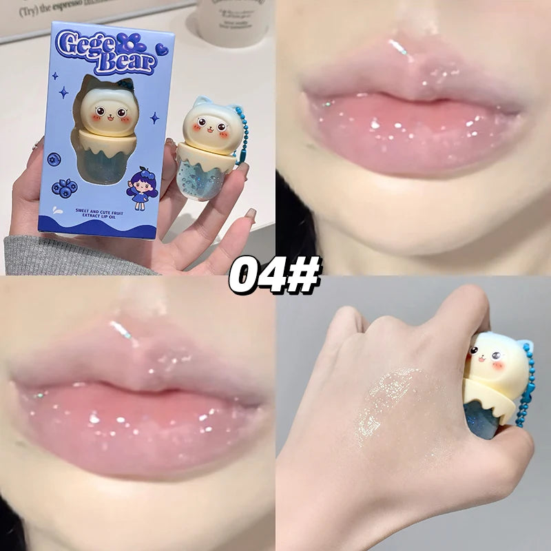 Gege Bear Cute Fruit-flavored Lip Oil Can Be Key Pendant Hydrating Qme GX1372-04