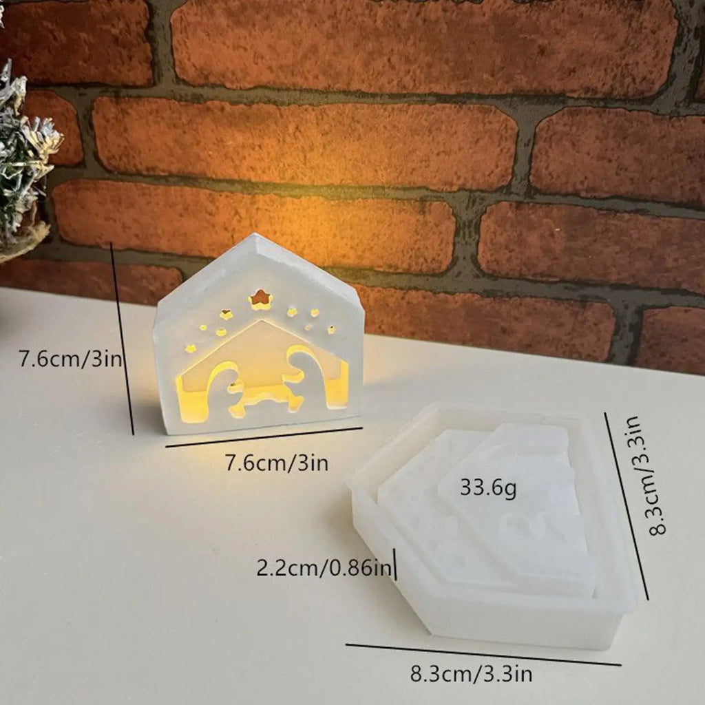 Nativity Scene Silicone Mold Jesus Tealight Holder Template Nativity Silicone Mold for Handmade Scented Candles Plaster Resin Qme