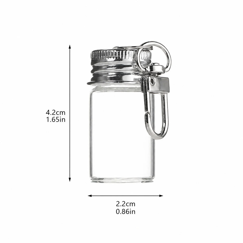 15Pcs Mini Clear Glass Bottle Pendants Multifunction Storage Hanging Jar Perfect for Keys Bags Car Accessories Qme