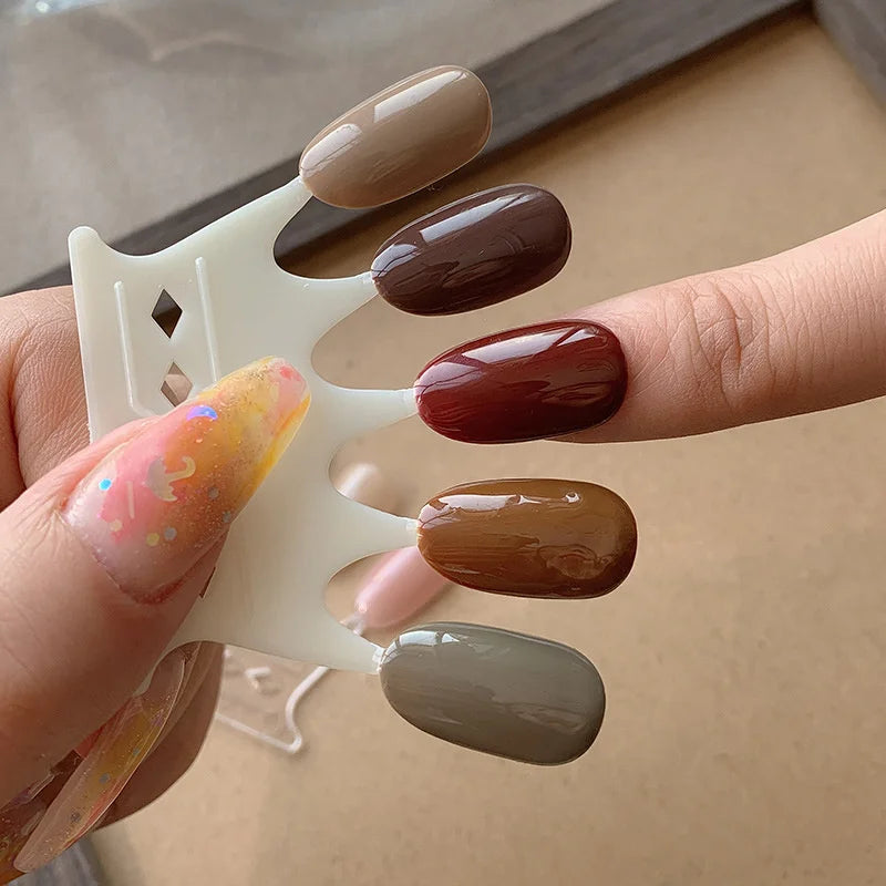 2 Sets 5-Finger Nail Color Display Card, Crown Shape Nail Swatch Sticks with Ring, Removable False Nail Tips Holder for Nail Art Qme