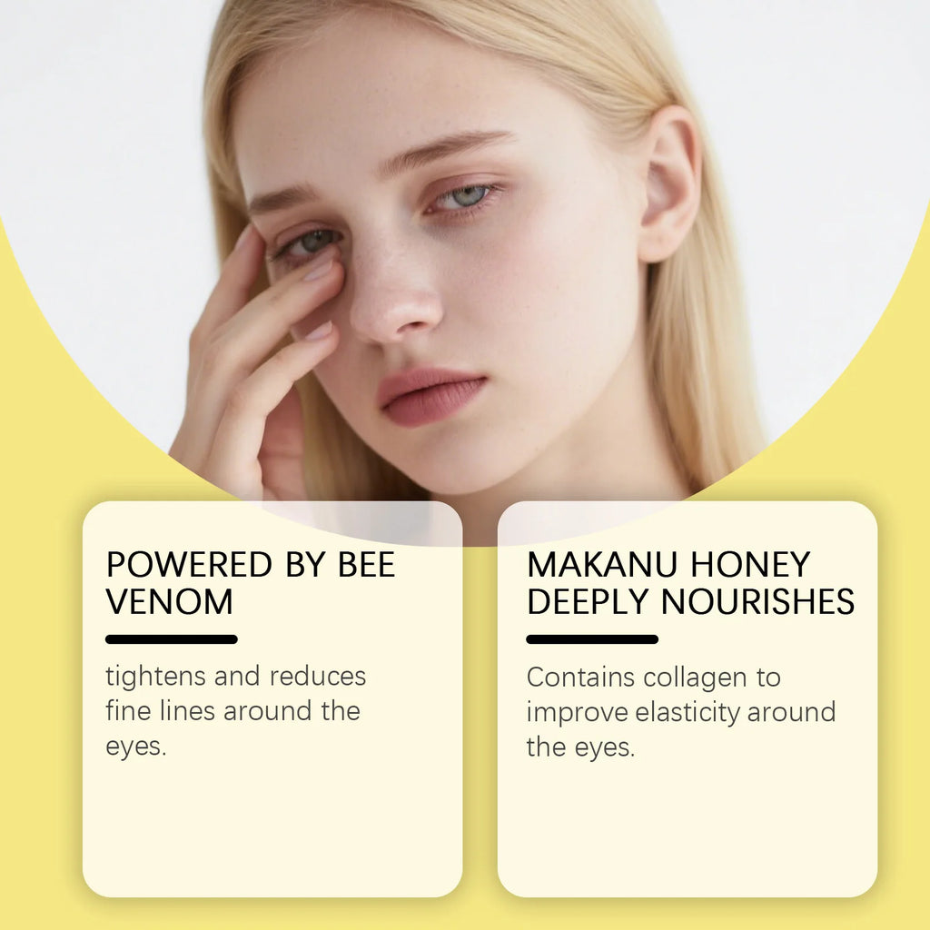 Bee Venom Firming Eye Cream Stick Dark Circles Remove Eye Bags for Under Eye Honey Lifting Brightening Anti-Puffiness Eye Care Qme
