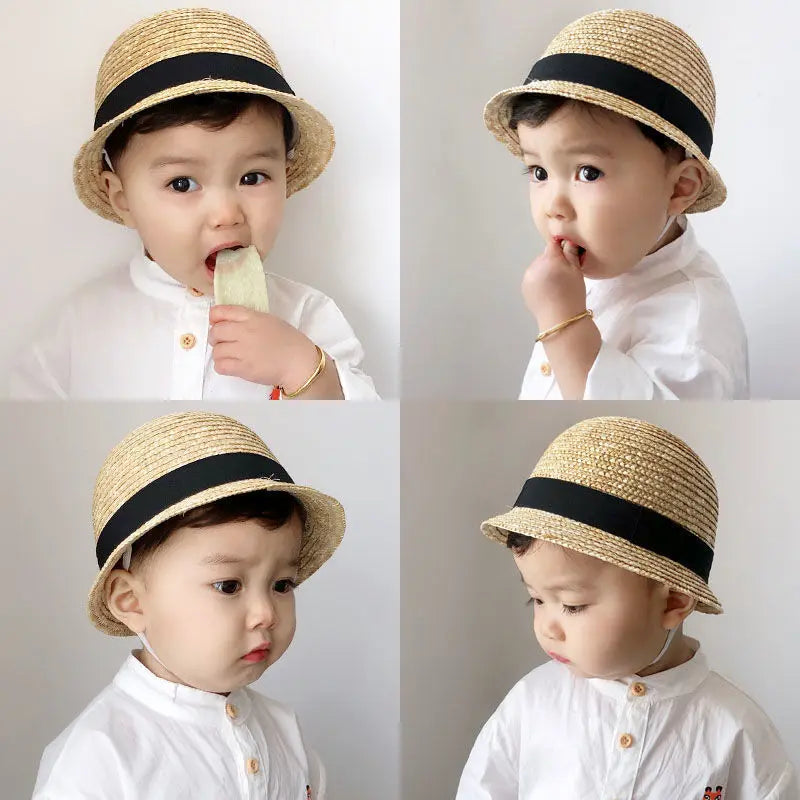 Korean Tide Baby Straw Hat Summer Cute Bowler Sunshade Beach Qme