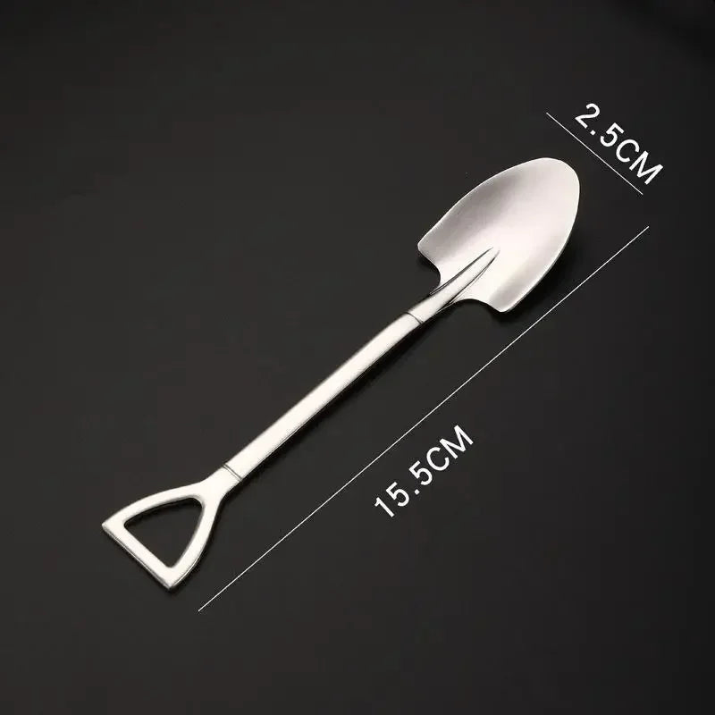 Creative Ice Cream Spoon INS Stainless Steel Shovel Coffee Tea Qme Style A Silver