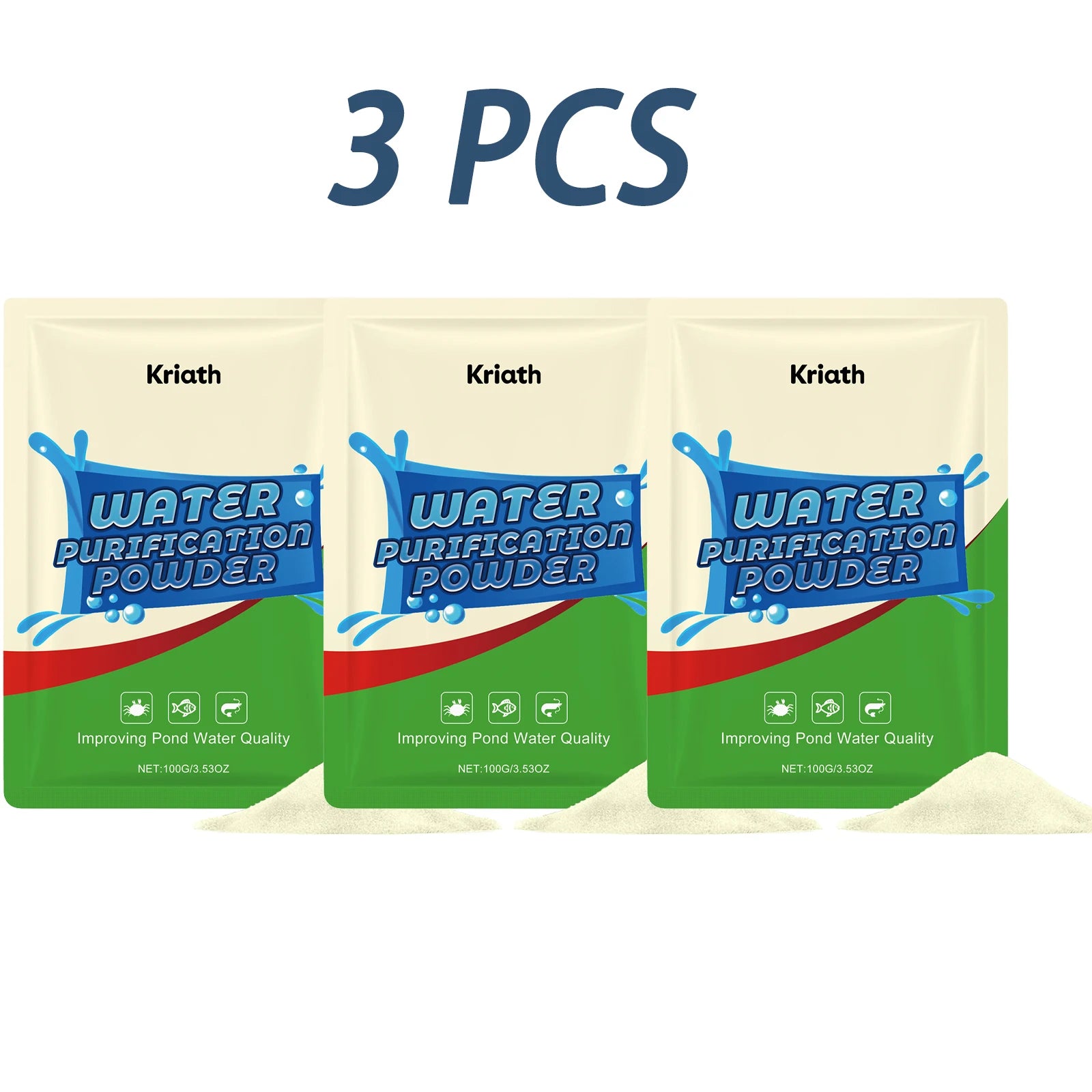 Pond Water Purification Powder Eliminate Odor Reduce Organic Waste Improves Water Clarity Safe Water Treatment Water Conditioner Qme 3 x 100g Boxed