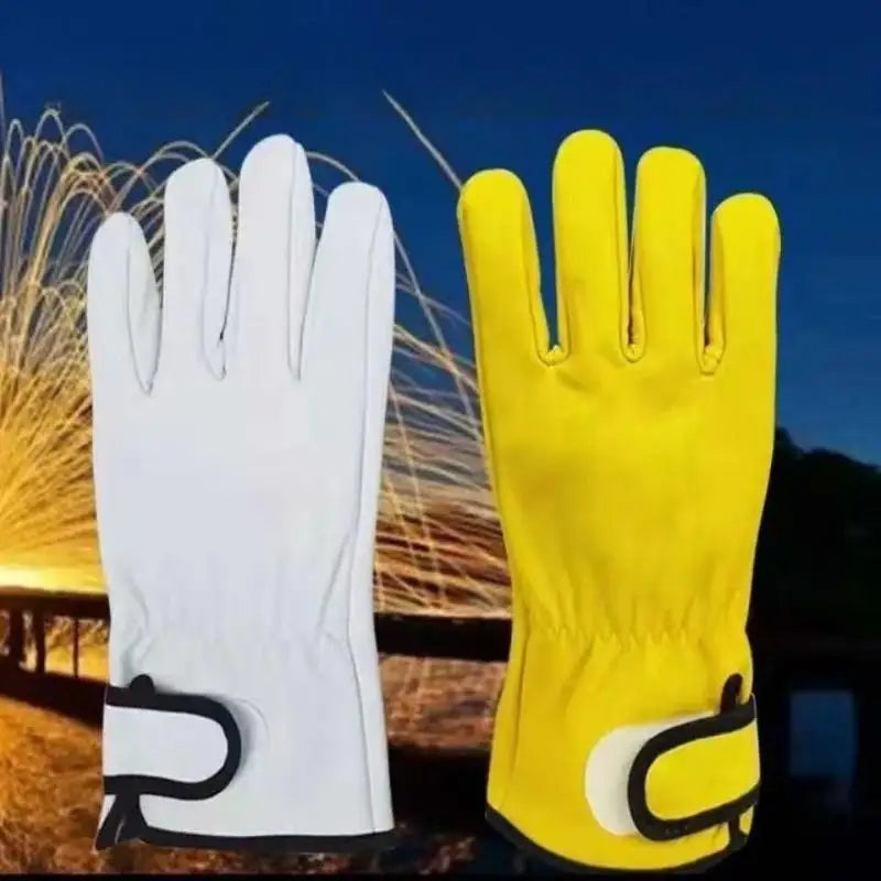 1 Pair Sheepskin Leather Gloves Heavy Duty Protective Work Welding Qme