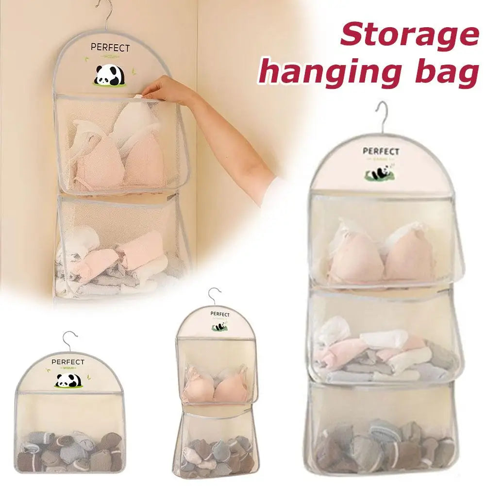 Large Capacity Storage Net, Dormitory Wardrobe, Socks Underwear Hanging Bag, Multilayer Breathable Mesh Pocket Door Storage Bag Qme