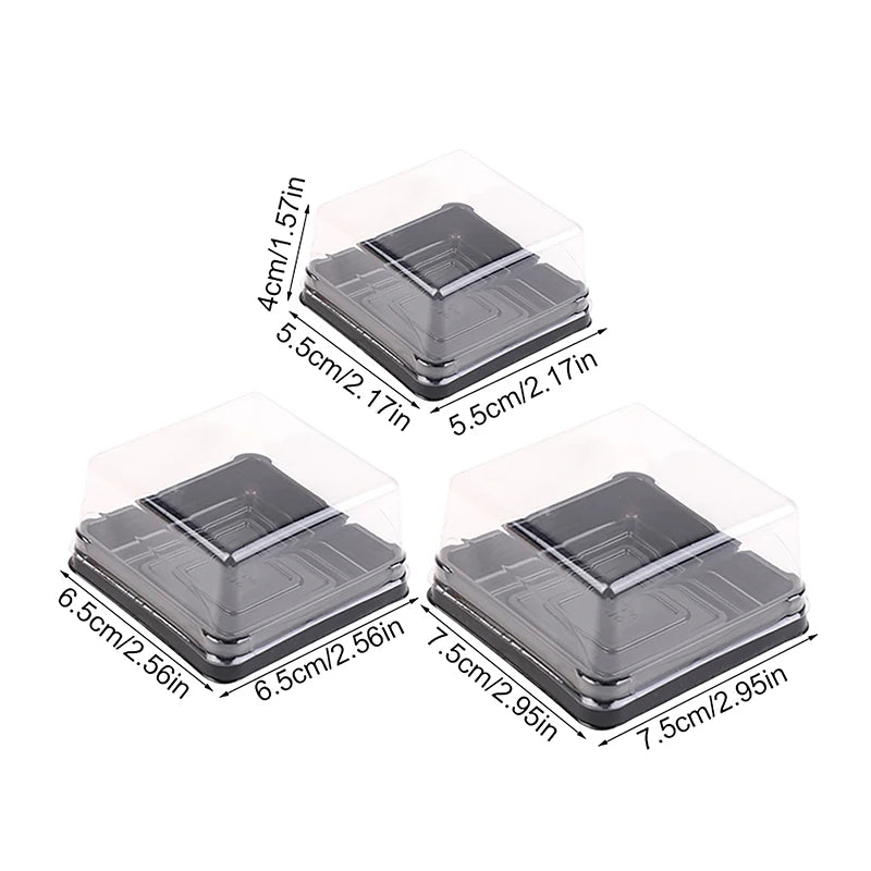 50Pcs Dessert Egg-Yolk-Puff BoxTransparent Square Plastic Muffin Packaging Boxes Moon Cake Container Baking Food Packing Qme