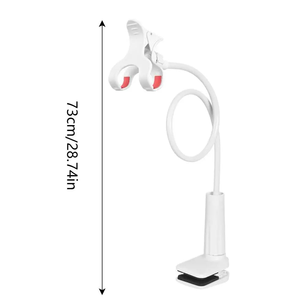 Phone Holder for Bed Lazy Phone Mount Bracket Gooseneck Phone Holder for Bed Flexible Long Arm Adjustable Clamp Clip Cell Phone Qme White