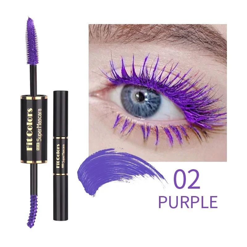 Double Head Colorful Mascara Waterproof Eyelashes Extension Thick Curling Quick Dry Long-lasting Blue Purple White Mascara Qme