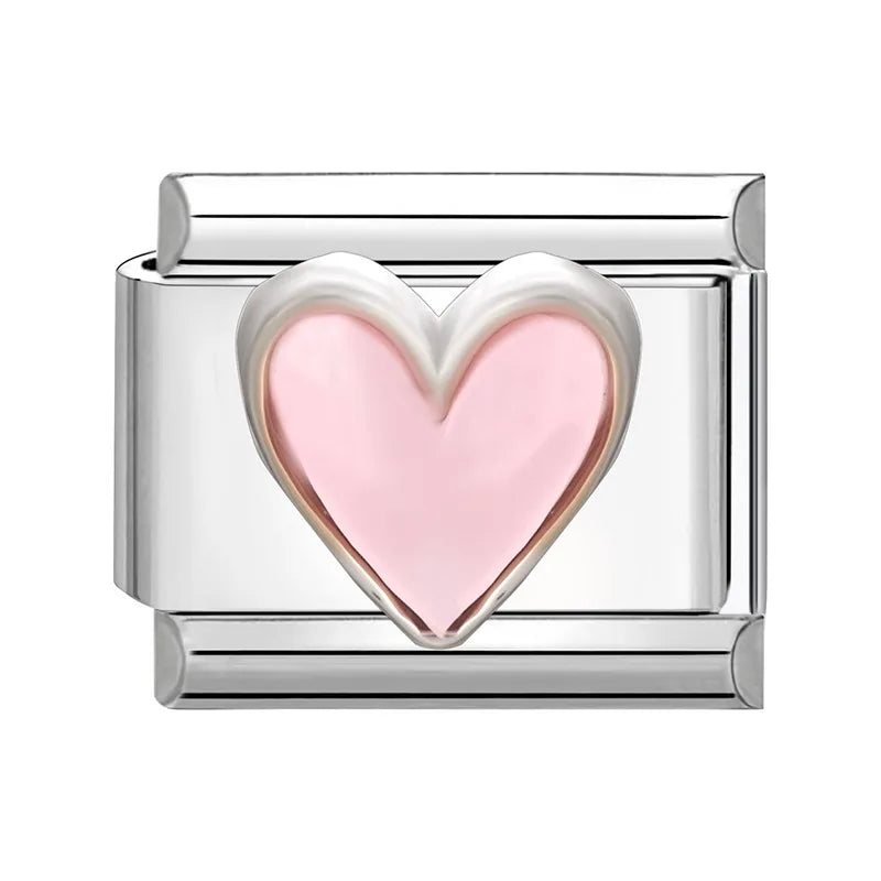 2026 New Women Romantic Heart Shiny CZ Heart Pattern Italian Charm Links Fit 9mm Bracelet Stainless Steel DIY Making Jewelry Qme S 22