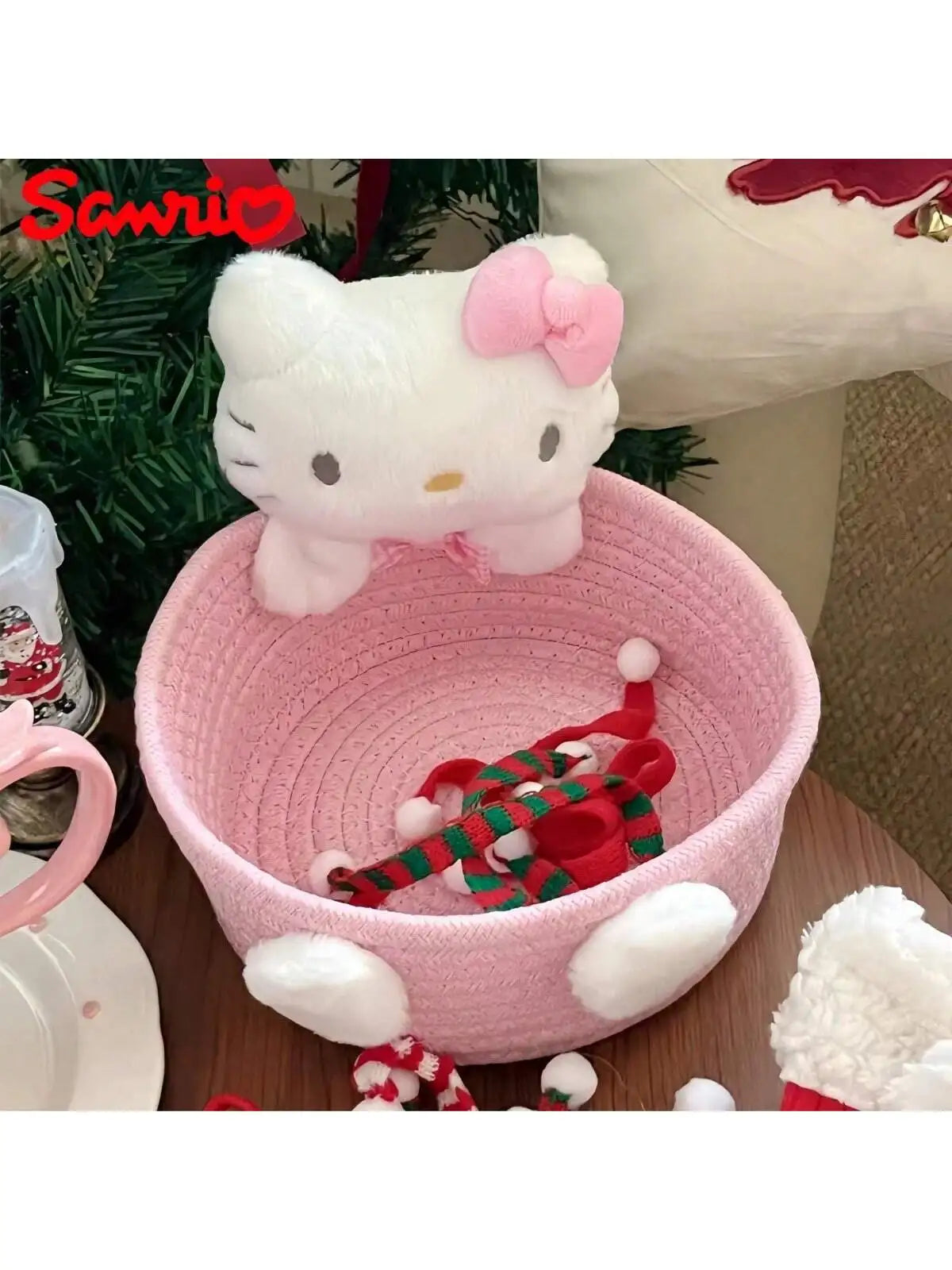 Sanrio Hello Kitty Kawaii Storage Basket Cute Cosmetics Toy Box Qme 1pc pink KT L