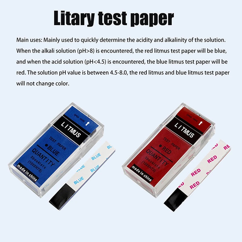 100 Strips Box PH Test Red Blue Litmus Paper Acid Alkali Water Soil Qme