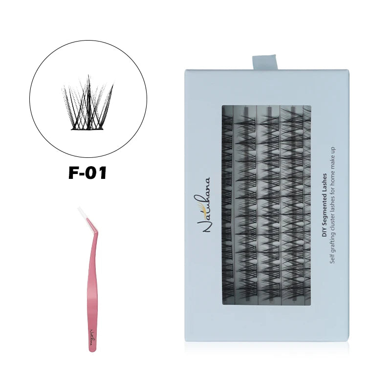 NATUHANA 20D 30D 40D 50D 60D 80D Cluster Eyelashes DIY Individual Qme F01 5rows Mix11-13 1
