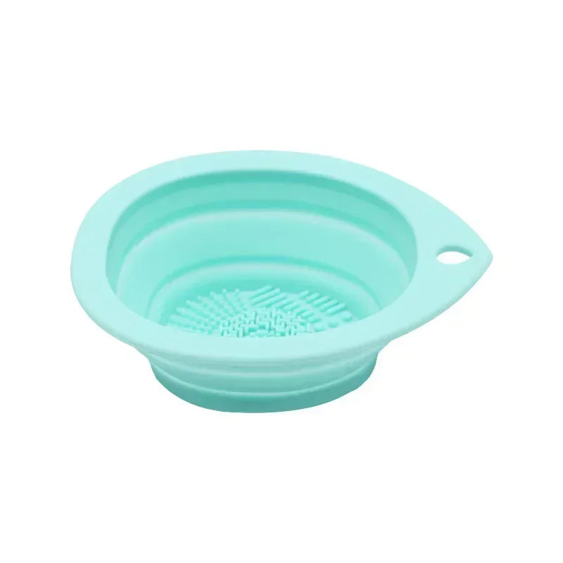 Multi Functional Scrubber Mat Washing Tool Silicone Makeup Brush Cleaner Folding Cleaning Bowl for Eyeshadow Brushes Powder Puff Qme green